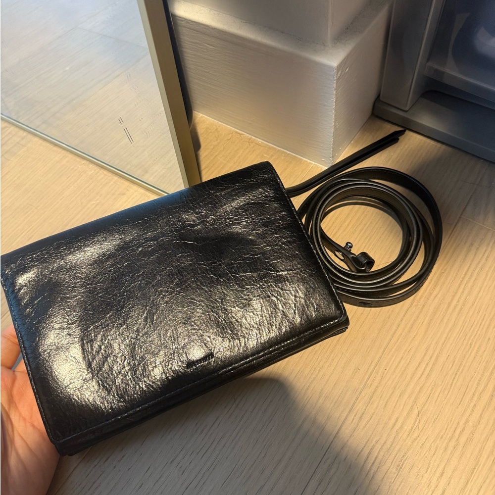 AllSaints Black Leather Crossbody Bag/Clutch